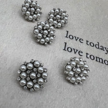 Пуговицы металл со стразами и жемчугом