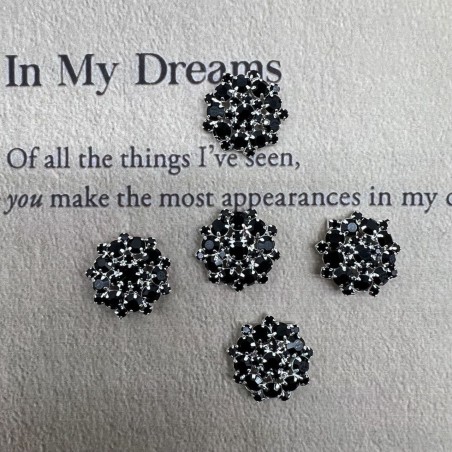 Пуговицы металл с чёрными стразами