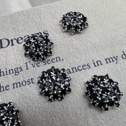 Пуговицы металл с чёрными стразами