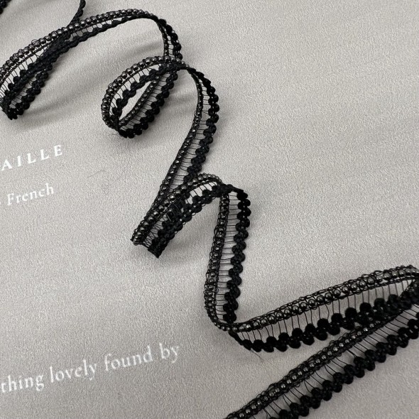 Тесьма декоративная прозрачная с цепочками-шариками, 1 см