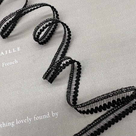 Тесьма декоративная прозрачная с цепочками-шариками, 1 см