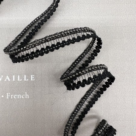 Тесьма декоративная прозрачная с цепочками-шариками, 1 см