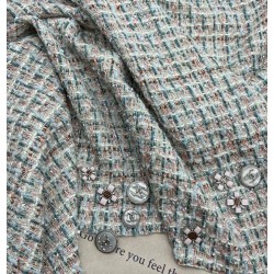 Твид меланжевый в пастельных тонах с тонкими нитями золотистого люрекса