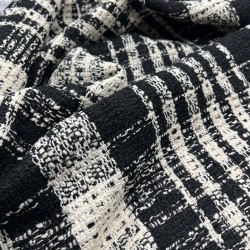 Твид в крупную клетку, черно-молочный