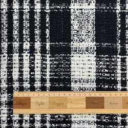 Твид в крупную клетку, черно-молочный