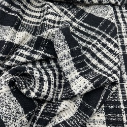 Твид в крупную клетку, черно-молочный