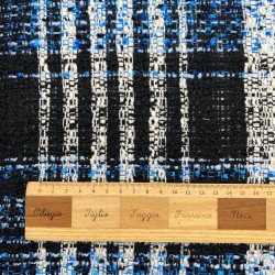 Твид в крупную клетку с неоново-голубыми нитями