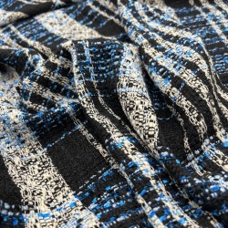 Твид в крупную клетку с неоново-голубыми нитями