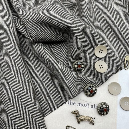 Ткань костюмная ёлочка в коричнево-бежевых тонах