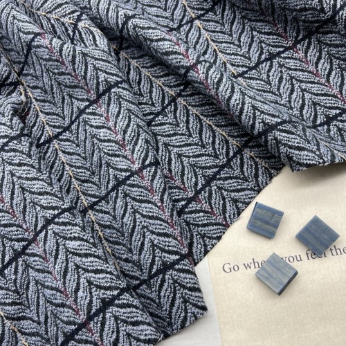 Ткань пальтово-костюмная серо-голубая с рисунко