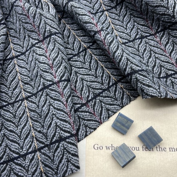 Ткань пальтово-костюмная серо-голубая с рисунко