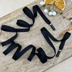 Шнурки трикотажные кругловязаные чёрные с блестящей нитью в тон