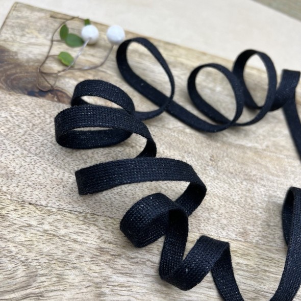 Шнурки трикотажные кругловязаные чёрные с блестящей нитью в тон