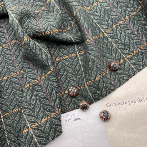 Ткань пальтово-костюмная темно-зелёная с рисунком