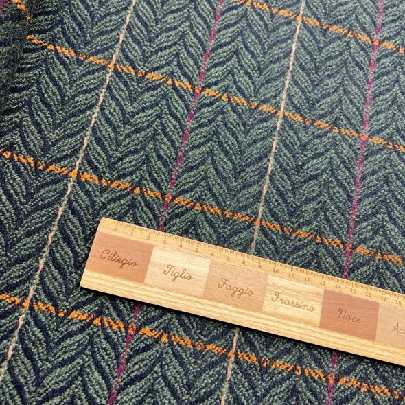 Ткань пальтово-костюмная темно-зелёная с рисунком