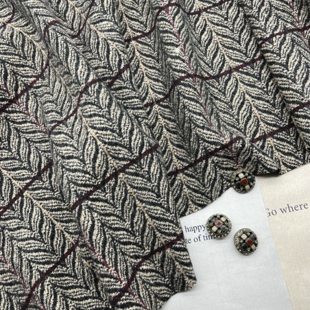 Ткань пальтово-костюмная серо-бежевая с рисунком