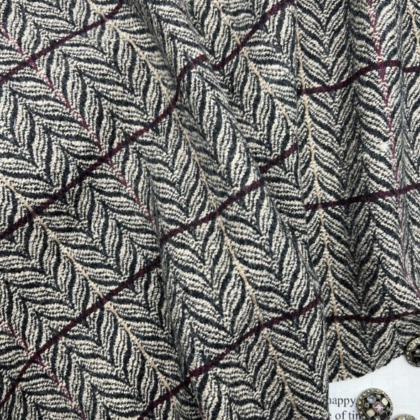 Ткань пальтово-костюмная серо-бежевая с рисунком