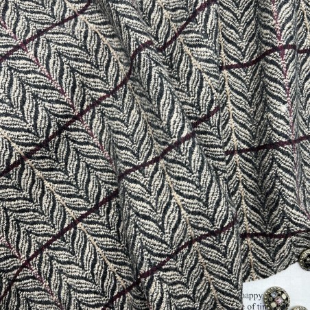 Ткань пальтово-костюмная серо-бежевая с рисунком