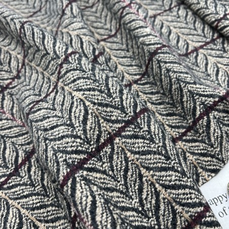 Ткань пальтово-костюмная серо-бежевая с рисунком