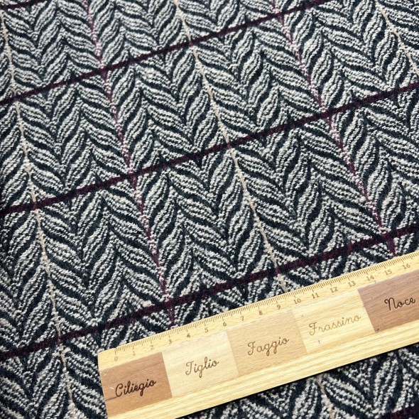 Ткань пальтово-костюмная серо-бежевая с рисунком