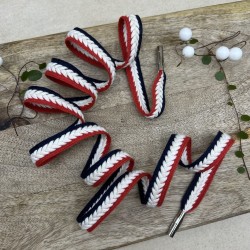 Шнурки плетёные красно-синие с молочной косичкой