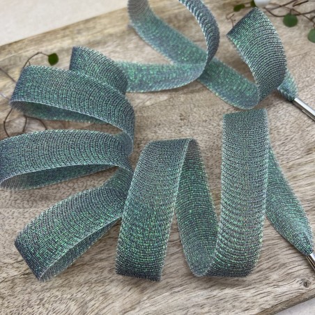 Шнурки прозрачные изумрудные с люрексом