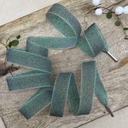 Шнурки прозрачные изумрудные с люрексом