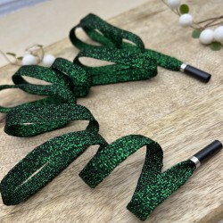 Шнурки трикотажные кругловязаные,зелёные, с люрексом