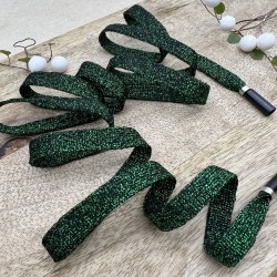 Шнурки трикотажные кругловязаные,зелёные, с люрексом