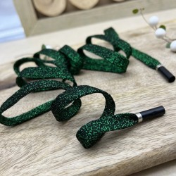 Шнурки трикотажные кругловязаные,зелёные, с люрексом