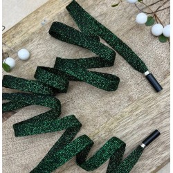 Шнурки трикотажные кругловязаные,зелёные, с люрексом