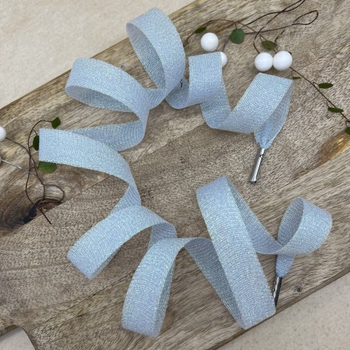 Шнурки прозрачные светло-голубые с люрексом