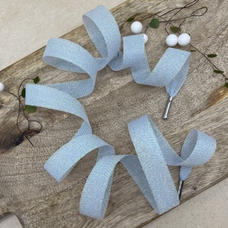 Шнурки прозрачные светло-голубые с люрексом