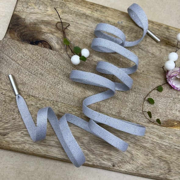 Шнурок трикотажный кругловязаный серый с люрексом, 10 мм