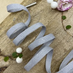 Шнурок трикотажный кругловязаный серый с люрексом, 10 мм