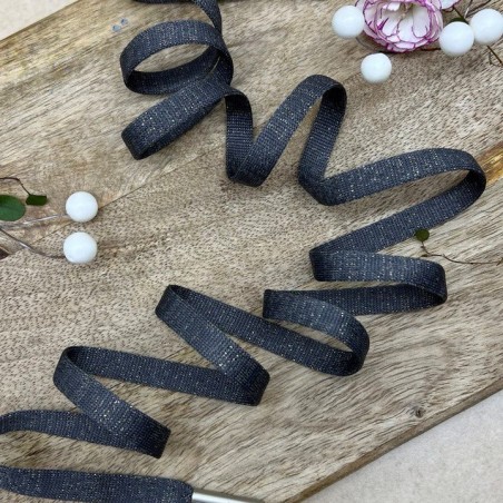 Шнурок трикотажный кругловязаный темно-серый с люрексом, 10 мм