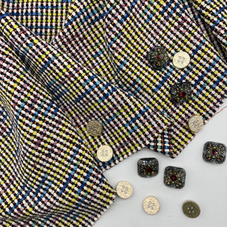 Твид с пёстрыми шифоновыми лентами