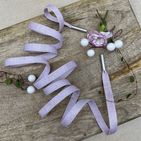 Шнурок трикотажный кругловязаный нежно-розовый с люрексом, 10 мм