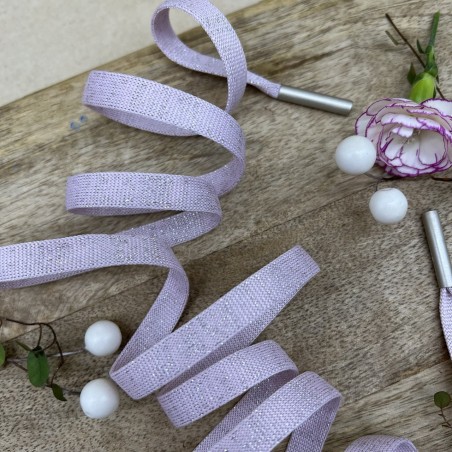 Шнурок трикотажный кругловязаный нежно-розовый с люрексом, 10 мм