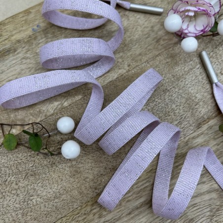 Шнурок трикотажный кругловязаный нежно-розовый с люрексом, 10 мм