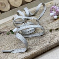 Шнурок трикотажный кругловязаный холодный бежевый с люрексом,10 мм