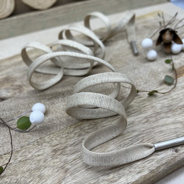 Шнурок трикотажный кругловязаный золотистый бежевый с люрексом,10 мм