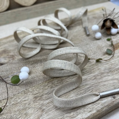 Шнурок трикотажный кругловязаный золотистый бежевый с люрексом,10 мм