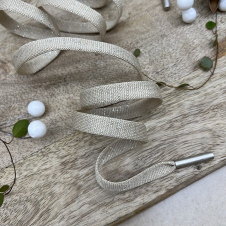 Шнурок трикотажный кругловязаный золотистый бежевый с люрексом,10 мм