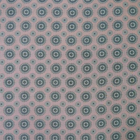 Шёлк нежно- розовый  с геометрическими ажурными кругами