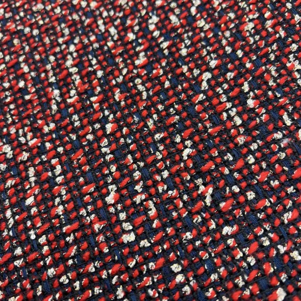 Твид в сине-красных тонах с золотистым люрексом