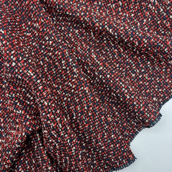 Твид в сине-красных тонах с золотистым люрексом