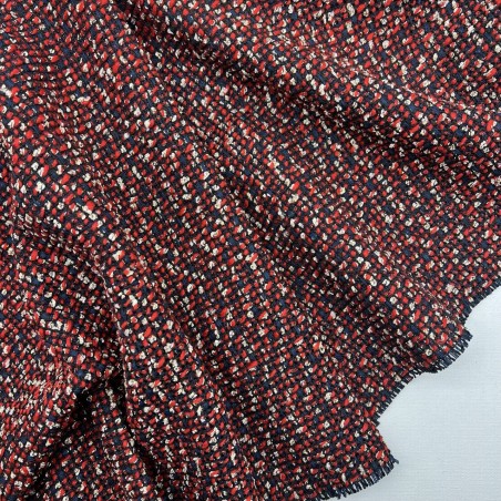 Твид в сине-красных тонах с золотистым люрексом