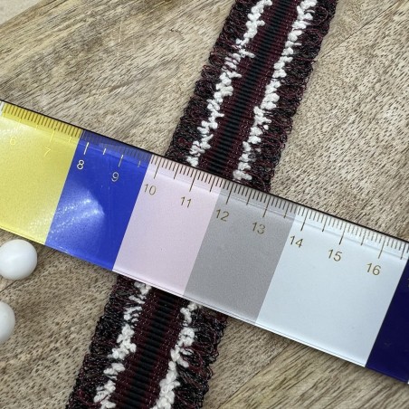 Тесьма репсовая цвета бордо с бахромой и петельками по краям, 3 см