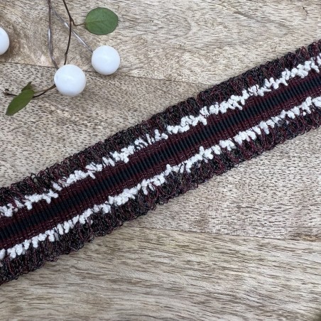 Тесьма репсовая цвета бордо с бахромой и петельками по краям, 3 см